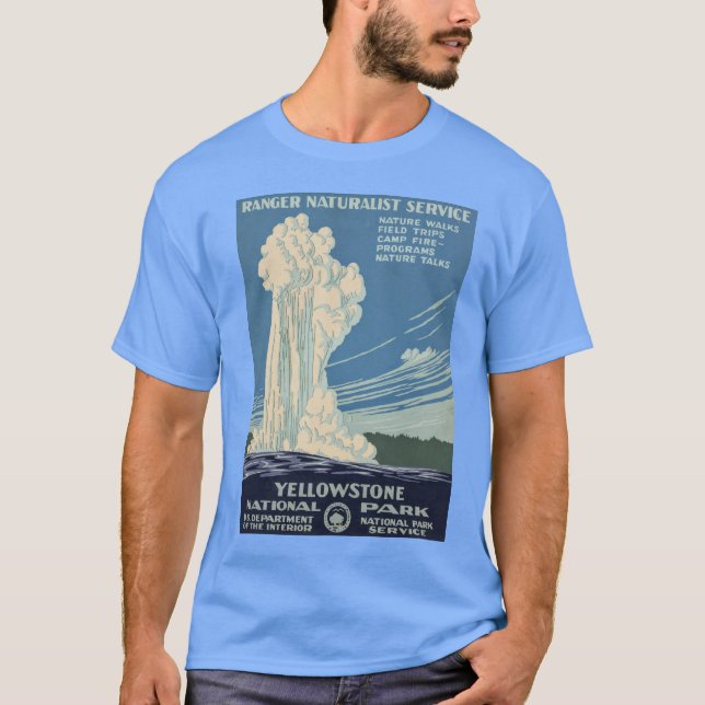 Vintag Retro Yellowstone Nationalparkreise T-Shirt (Vorderseite)