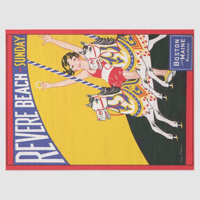 Vintag Revere Beach Carousel Poster Nostalgic Pat Seidenpapier (Vorderseite)