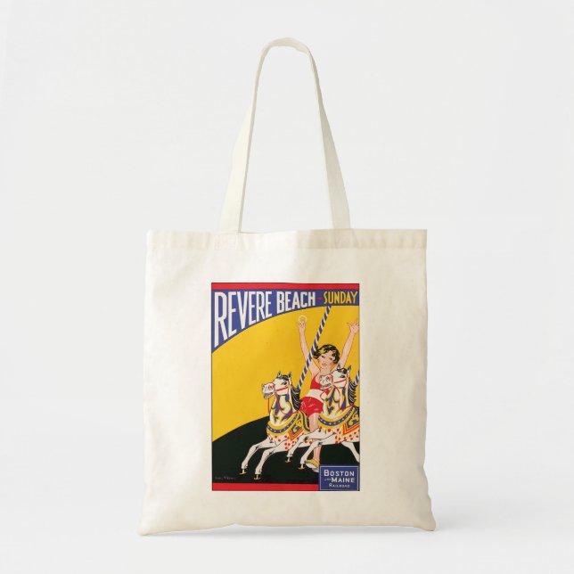 Vintag Revere Beach Carousel Poster Nostalgie Tragetasche (Vorne)