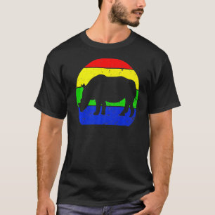Vintag Rhino Retro Rhino Tierische Silhouette 60er T-Shirt
