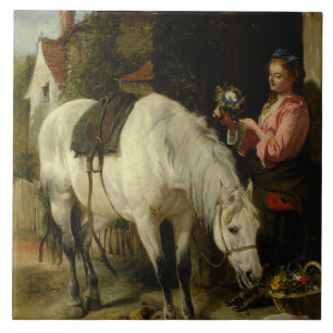 Vintag Richard Ansdell Die Gärtner-Tochter Fliese