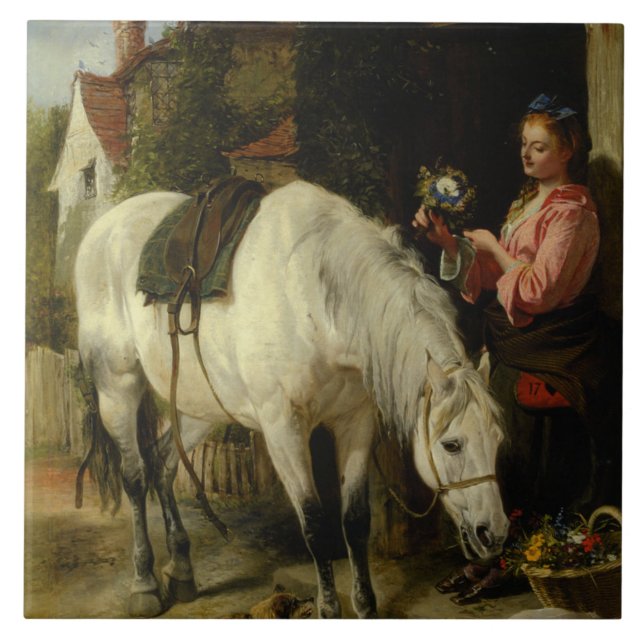 Vintag Richard Ansdell Die Gärtner-Tochter Fliese (Vorderseite)