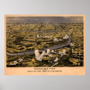 Vintag Richmond VA Karte der Schlachtfelder im Ziv Poster