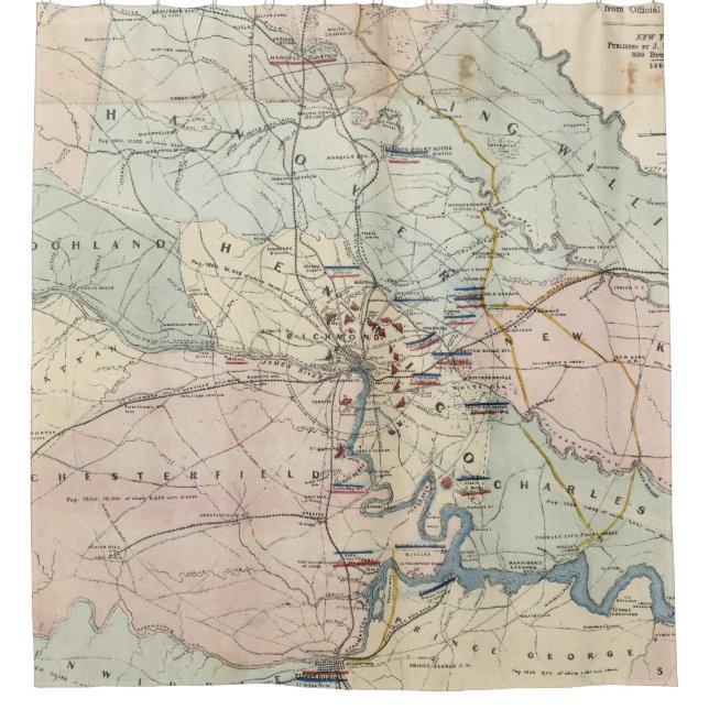 Vintag Richmond Virginia Zivile Kriegskämpfe (1864 Duschvorhang (Vorderseite)