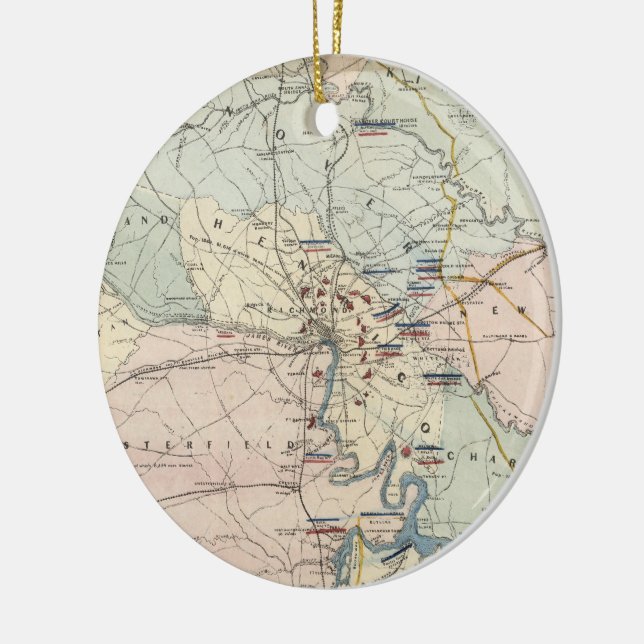 Vintag Richmond Virginia Zivile Kriegskämpfe (1864 Keramikornament (Links)