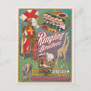 Vintag Ringling Brothers Circus Poster Postkarte