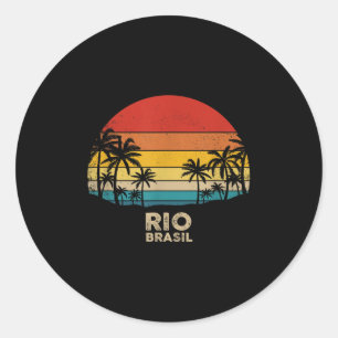 Vintag Rio De Janeiro - Brasilien Beach Souvenir Runder Aufkleber