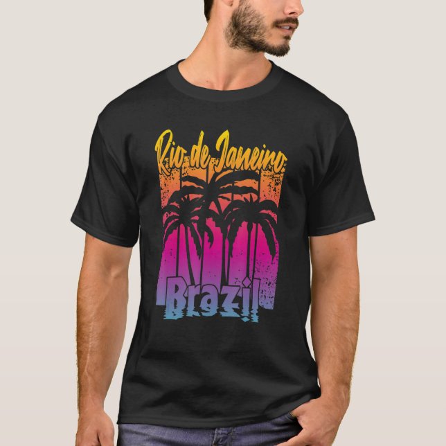 Vintag Rio de Janeiro Palm Tree T-Shirt (Vorderseite)
