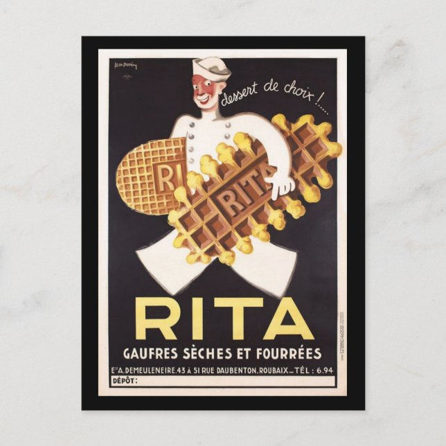Vintag Rita Biscuit Ad Postkarte (Vorderseite)