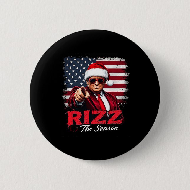 Vintag Rizz Die Jahreszeit Trump Weihnachten Santa Button (Vorderseite)