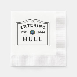 Vintag Road Sign Massachusett - Hull Serviette