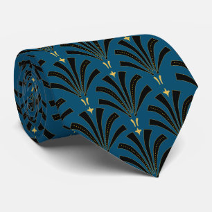 Vintag Roaring Twenties Palmettos Blue Krawatte