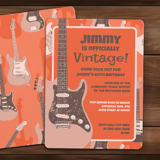 Vintag Rock Gitarre Geburtstag Retro Music Jam Par Einladung