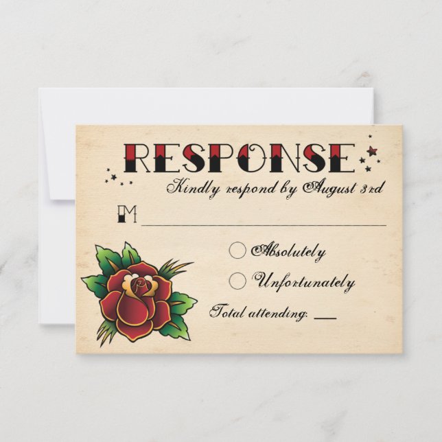 Vintag Rockabilly Tattoo Wedding RSVP (Vorderseite)