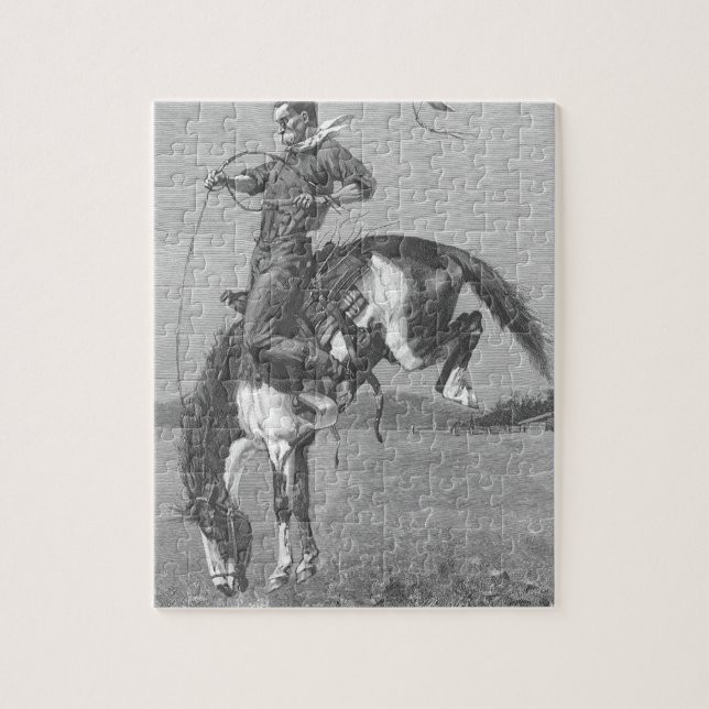 Vintag Rodeo Cowboys, Bucking Bronco von Remington Puzzle (Vertikal)