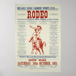 Vintag Rodeo Poster Neuseeland
