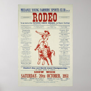 Vintag Rodeo Poster Neuseeland