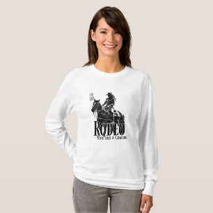 Vintag Rodeo Vibes - Schwarz und Weiß Cowgirl T-Shirt
