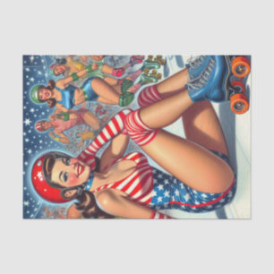 Vintag-Roller-Girl-Illustration Seidenpapier