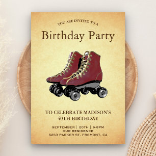 Vintag Roller Skate Geburtstagsparty Einladung