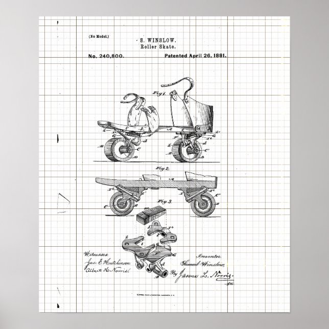 Vintag Roller-Skate-Patent Poster (Vorne)