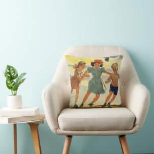 Vintag Roller Skaten Fun Children Boys and Girls Kissen