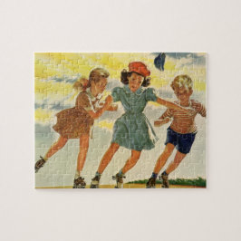 Vintag Roller Skaten Fun Children Boys and Girls Puzzle