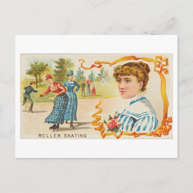 Vintag Roller-Skaten Postkarte (Vorderseite)