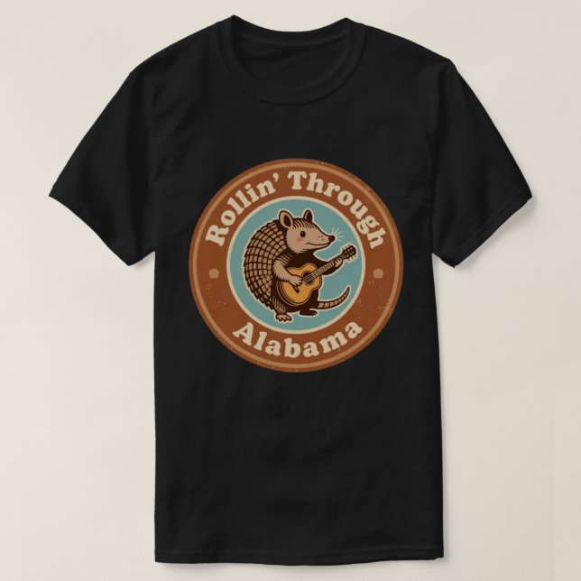 Vintag Rollin Through Alabama Armadillo Funny T-Shirt (Design vorne)