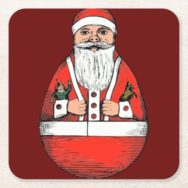 Vintag Roly Poly Santa Claus Weihnachten Rechteckiger Pappuntersetzer (Vorderseite)