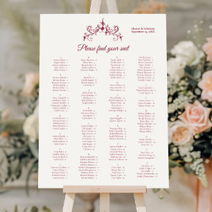 Vintag Romance Burgund Alphabetisches Sitzen Poster