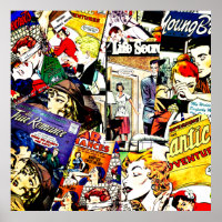 Vintag Romance Comic Book Cover Collage