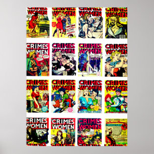 Vintag Romance Comic Book Cover Collage Poster