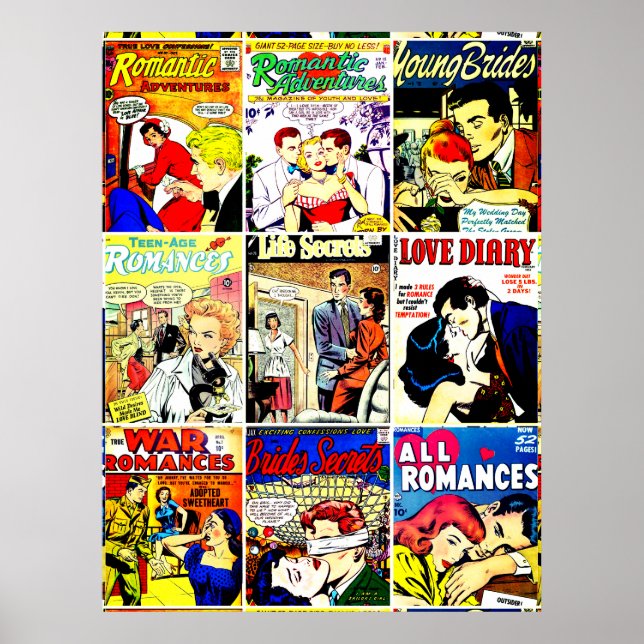 Vintag Romance Comic Book Cover Collage Poster (Vorne)