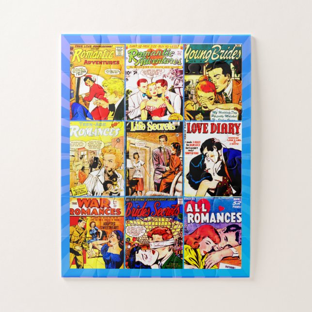 Vintag Romance Comic Book Cover Collage Puzzle (Vertikal)