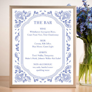 Vintag Romance Floral Wedding Bar Sign Poster