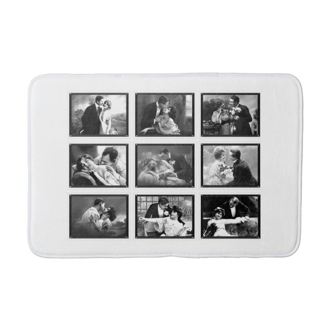 Vintag Romantische Paare Schwarz-Weiß-Badematte Badematte (Vorderseite)