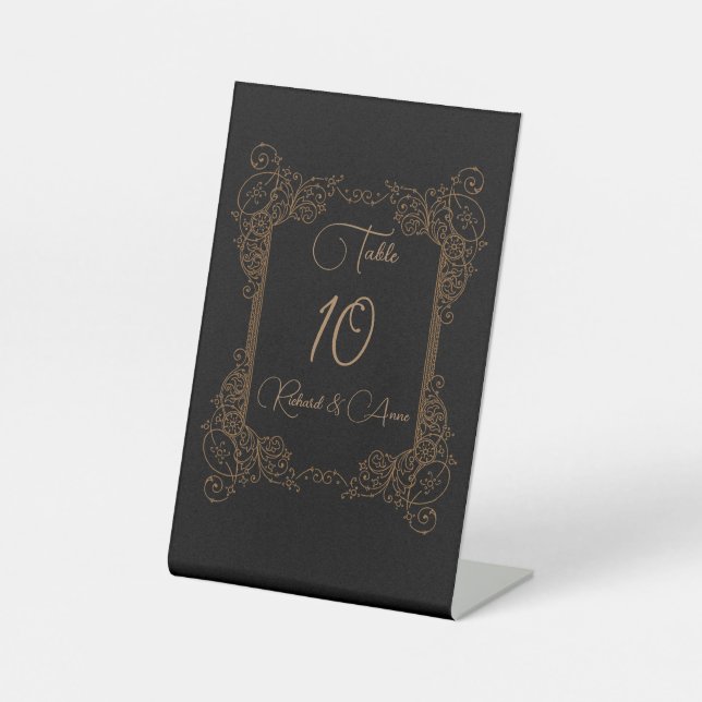 Vintag-Romantische Steampunkmesse Tischnummer Sockelschild (Vorderseite)