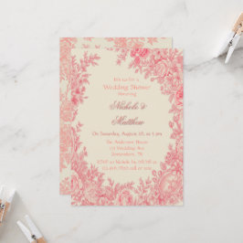 Vintag Romantischer Rosatiner Blume Polterabend Einladung