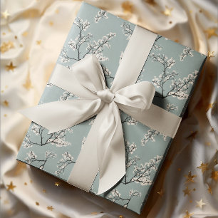 Vintag-Romantisches Blumenmuster Aquamarin Geschenkpapier
