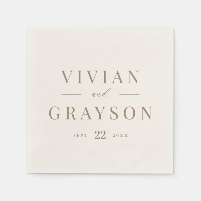 Vintag Romantisches Gold und Elfenbeinhochzeiten N Serviette (Vorderseite)