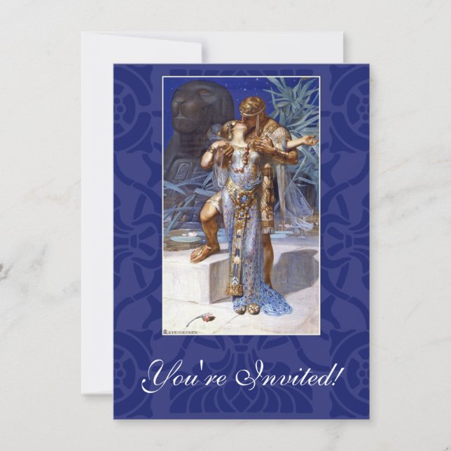 Vintag-Romantisches Paar Anthony und Cleopatra Kis Einladung (Vorderseite)