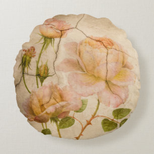 Vintag Romantisches Shabby Chic Pink Peonies Rundes Kissen