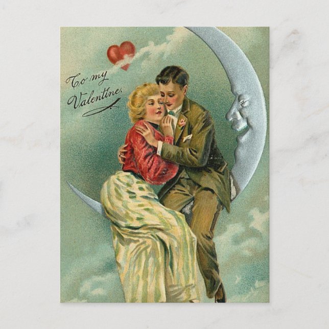 Vintag Romantisches Valentin (5) Feiertagspostkarte (Vorderseite)