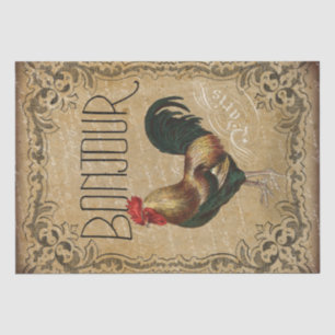 Vintag Roose Bonjour Paris Decoupage Seidenpapier