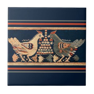 Vintag Rooster Chicken Dark Blue Fliese
