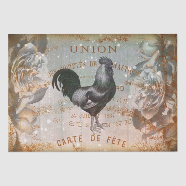 Vintag Rooster Ephemera Decoupage Seidenpapier (Vorderseite)
