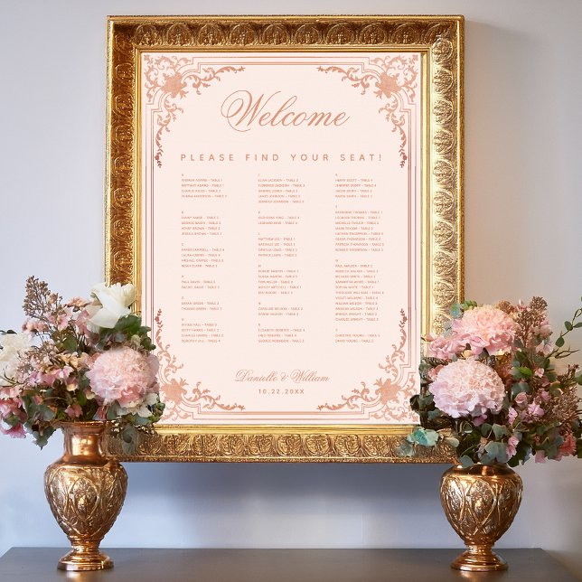 Vintag rosa Alphabetische Hochzeitstabelle Poster (Von Creator hochgeladen)