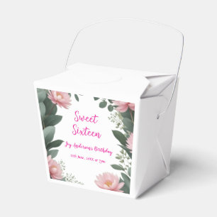 Vintag rosa Blume grüner Eukalyptus 16. Geburtstag Geschenkschachtel