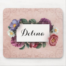 Vintag rosa Blume Rahmen Mousepad